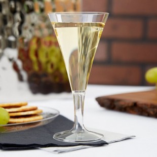 Fineline Tiny Temptations 6412-CL 2 oz. 1-Piece Tiny Barware Clear Plastic Round Champagne Flute - 96/Case