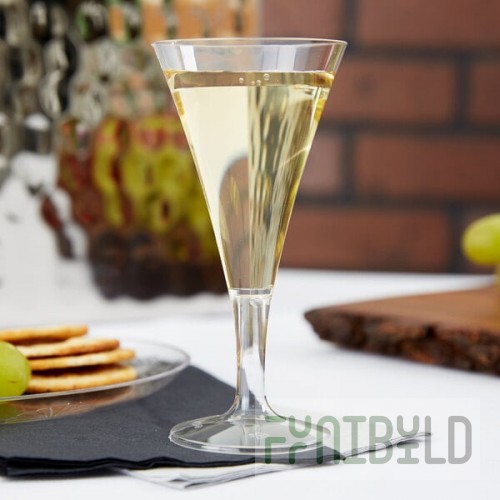 Fineline Tiny Temptations 6412-CL 2 oz. 1-Piece Tiny Barware Clear Plastic Round Champagne Flute - 96/Case