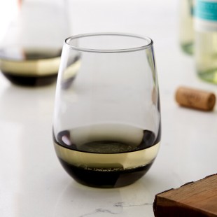 Libbey 15.25 oz. Moonstone Gray Stemless White Wine Glass - Sample