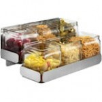 Rosseto SM322 Stainless Steel 2-Level Condiment Station with 6 Glass Jars Rosseto SM322 Stainless Steel 2-Level Condiment Station with 6 Glass Jars