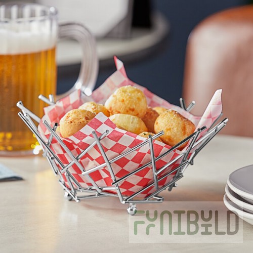 American Metalcraft FRUC10 Round Chrome Thatch Basket - 8