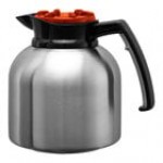 Service Ideas Brew 'N' Pour 64.2 oz. Stainless Steel Coffee Carafe / Server with Orange Brew-Thru Lid BNP19DL