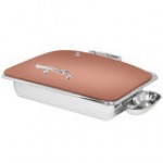 Eastern Tabletop 3935MB Crown 8 Qt. Rectangular Black Coated Stainless Steel Induction Chafer with Hinged Dome Cover