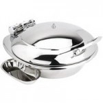 Eastern Tabletop 3935MB Crown 8 Qt. Rectangular Black Coated Stainless Steel Induction Chafer with Hinged Dome Cover
