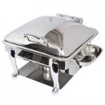 Eastern Tabletop 3935MB Crown 8 Qt. Rectangular Black Coated Stainless Steel Induction Chafer with Hinged Dome Cover
