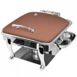 Eastern Tabletop 3935MB Crown 8 Qt. Rectangular Black Coated Stainless Steel Induction Chafer with Hinged Dome Cover