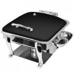 Eastern Tabletop 3935MB Crown 8 Qt. Rectangular Black Coated Stainless Steel Induction Chafer with Hinged Dome Cover