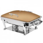 Eastern Tabletop 3935MB Crown 8 Qt. Rectangular Black Coated Stainless Steel Induction Chafer with Hinged Dome Cover