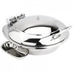 Eastern Tabletop 3935MB Crown 8 Qt. Rectangular Black Coated Stainless Steel Induction Chafer with Hinged Dome Cover
