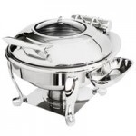 Eastern Tabletop 3935MB Crown 8 Qt. Rectangular Black Coated Stainless Steel Induction Chafer with Hinged Dome Cover