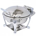 Eastern Tabletop 3935MB Crown 8 Qt. Rectangular Black Coated Stainless Steel Induction Chafer with Hinged Dome Cover