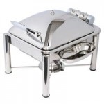 Eastern Tabletop 3935MB Crown 8 Qt. Rectangular Black Coated Stainless Steel Induction Chafer with Hinged Dome Cover