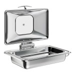 Acopa Voyage 8 Qt. Full Size Stainless Steel Induction Chafer with Glass Top and Soft-Close Lid