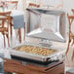 Acopa Voyage 8 Qt. Full Size Stainless Steel Induction Chafer with Glass Top and Soft-Close Lid