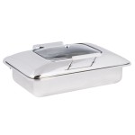 Acopa Voyage 8 Qt. Full Size Stainless Steel Induction Chafer with Glass Top and Soft-Close Lid
