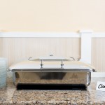 Acopa Voyage 8 Qt. Full Size Stainless Steel Induction Chafer with Glass Top and Soft-Close Lid