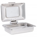 Acopa Voyage 8 Qt. Full Size Stainless Steel Induction Chafer with Glass Top and Soft-Close Lid