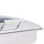 Acopa Voyage 8 Qt. Full Size Stainless Steel Induction Chafer with Glass Top and Soft-Close Lid