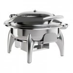 Acopa Voyage 8 Qt. Full Size Stainless Steel Induction Chafer with Glass Top and Soft-Close Lid