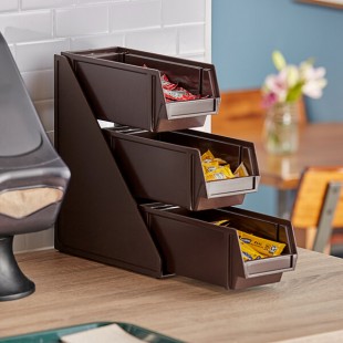 Vollrath 4843-01 Traex® Brown Self-Serve Condiment Bin Stand Set with 3-Tier Stand and 11 1/4