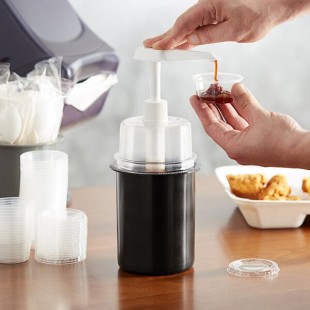 Steril-Sil 30 oz. Black Condiment Dispenser Kit with 1 oz. Pump and Dome Top Lid Steril-Sil 30 oz. Black Condiment Dispenser Kit with 1 oz. Pump and Dome Top Lid
