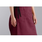 Choice Burgundy Poly-Cotton Adjustable Bib Apron with 2 Pockets and Black Webbing Accents - 32 Choice Burgundy Poly-Cotton Adjustable Bib Apron with 2 Pockets and Black Webbing Accents - 32