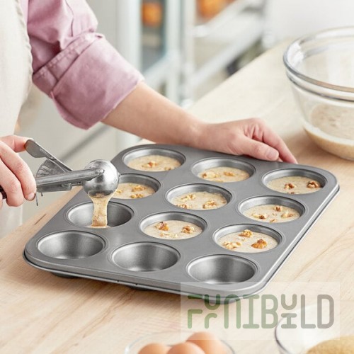 Choice 12 Cup 3.5 oz. Non-Stick Carbon Steel Muffin / Cupcake Pan - 11