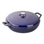 Staub 3.5 Qt. Dark Blue Enameled Cast Iron Brazier with Lid 1003533 Staub 3.5 Qt. Dark Blue Enameled Cast Iron Brazier with Lid 1003533