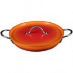 Bon Chef Country French X 76 oz. Ombre Tangerine Saute Pan with Cover 73305-OM-T Bon Chef Country French X 76 oz. Ombre Tangerine Saute Pan with Cover 73305-OM-T
