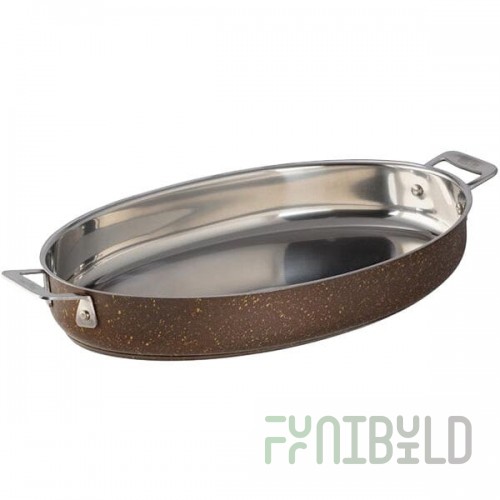Bon Chef 60018COFFEE Cucina 4 Qt. Coffee Stainless Steel Oval Au Gratin Dish