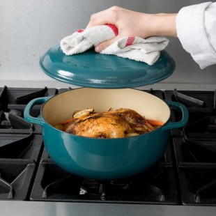 Lodge EC6D38 6 Qt. Lagoon Enameled Cast Iron Dutch Oven Lodge EC6D38 6 Qt. Lagoon Enameled Cast Iron Dutch Oven