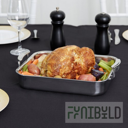 Vollrath 49435 Miramar® Display 2.8 Qt. Tri-Ply Stainless Steel Roasting Pan - 11 5/8