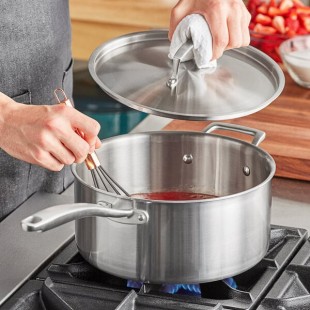 Vigor SS3 Series 7 Qt. Tri-Ply Stainless Steel Sauce Pan with Cover and Helper Handle Vigor SS3 Series 7 Qt. Tri-Ply Stainless Steel Sauce Pan with Cover and Helper Handle