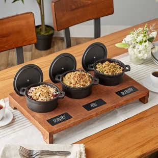 Valor Appetizer / Dessert Sampler with (3) 16 oz. Mini Cast Iron Pots, 18 1/2 Valor Appetizer / Dessert Sampler with (3) 16 oz. Mini Cast Iron Pots, 18 1/2