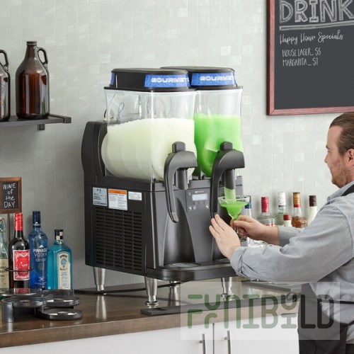 Bunn 58000.0011 Ultra NX Black Double 3 Gallon Liquid Autofill Slushy Machine with Constant Flow Valve - 120V
