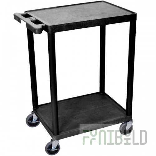 Luxor STC22-B Black 2 Flat Shelf Utility Cart - 24