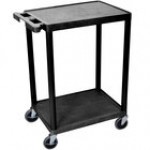 Luxor STC22-B Black 2 Flat Shelf Utility Cart - 24