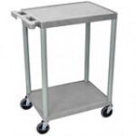 Luxor STC22-B Black 2 Flat Shelf Utility Cart - 24