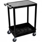 Luxor STC22-B Black 2 Flat Shelf Utility Cart - 24