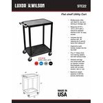 Luxor STC22-B Black 2 Flat Shelf Utility Cart - 24