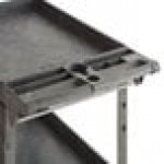 Lavex Large Black 2-Shelf Utility Cart with Premium Handle and Built-In Tool Compartments - 46 3/4