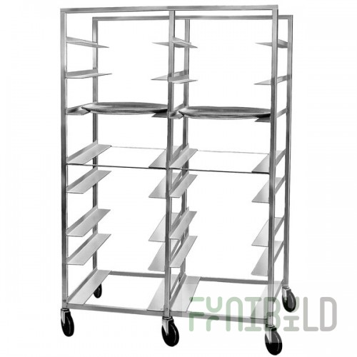 Channel OT-8D 16 Tray Double Aluminum Oval Tray Rack - Assembled