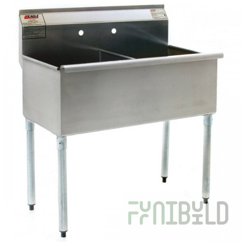 Eagle Group 1848-2-16/4 Two Compartment Stainless Steel Commercial Sink without Drainboard - 49 3/8