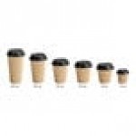 Choice 10 oz. Double Wall Ripple Kraft Paper Hot Cup and Black Lid - 100/Case Choice 10 oz. Double Wall Ripple Kraft Paper Hot Cup and Black Lid - 100/Case