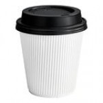 Choice 10 oz. Double Wall Ripple Kraft Paper Hot Cup and Black Lid - 100/Case Choice 10 oz. Double Wall Ripple Kraft Paper Hot Cup and Black Lid - 100/Case