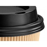 Choice 10 oz. Double Wall Ripple Kraft Paper Hot Cup and Black Lid - 100/Case Choice 10 oz. Double Wall Ripple Kraft Paper Hot Cup and Black Lid - 100/Case