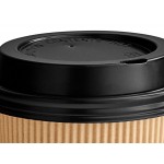 Choice 10 oz. Double Wall Ripple Kraft Paper Hot Cup and Black Lid - 100/Case Choice 10 oz. Double Wall Ripple Kraft Paper Hot Cup and Black Lid - 100/Case