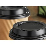 Choice 10 oz. Double Wall Ripple Kraft Paper Hot Cup and Black Lid - 100/Case Choice 10 oz. Double Wall Ripple Kraft Paper Hot Cup and Black Lid - 100/Case