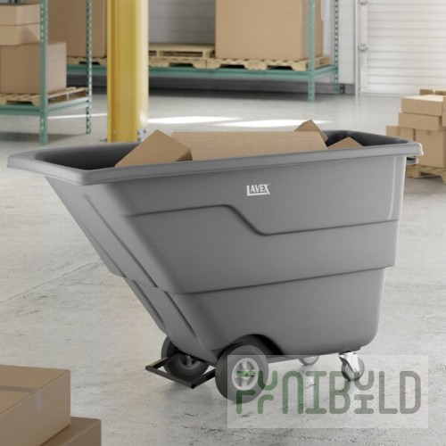 Lavex 1 Cubic Yard Gray Light-Duty Tilt Truck / Trash Cart (850 lb. Capacity)
