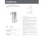 Simplehuman ST1082 9 oz. Brushed Stainless Steel Soap / Sanitizer Dispenser with Touchless Sensor Pump Simplehuman ST1082 9 oz. Brushed Stainless Steel Soap / Sanitizer Dispenser with Touchless Sensor Pump
